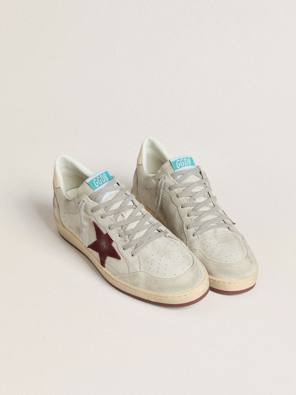 Men's Ball Star in crocodile-print nubuck with burgundy suede star