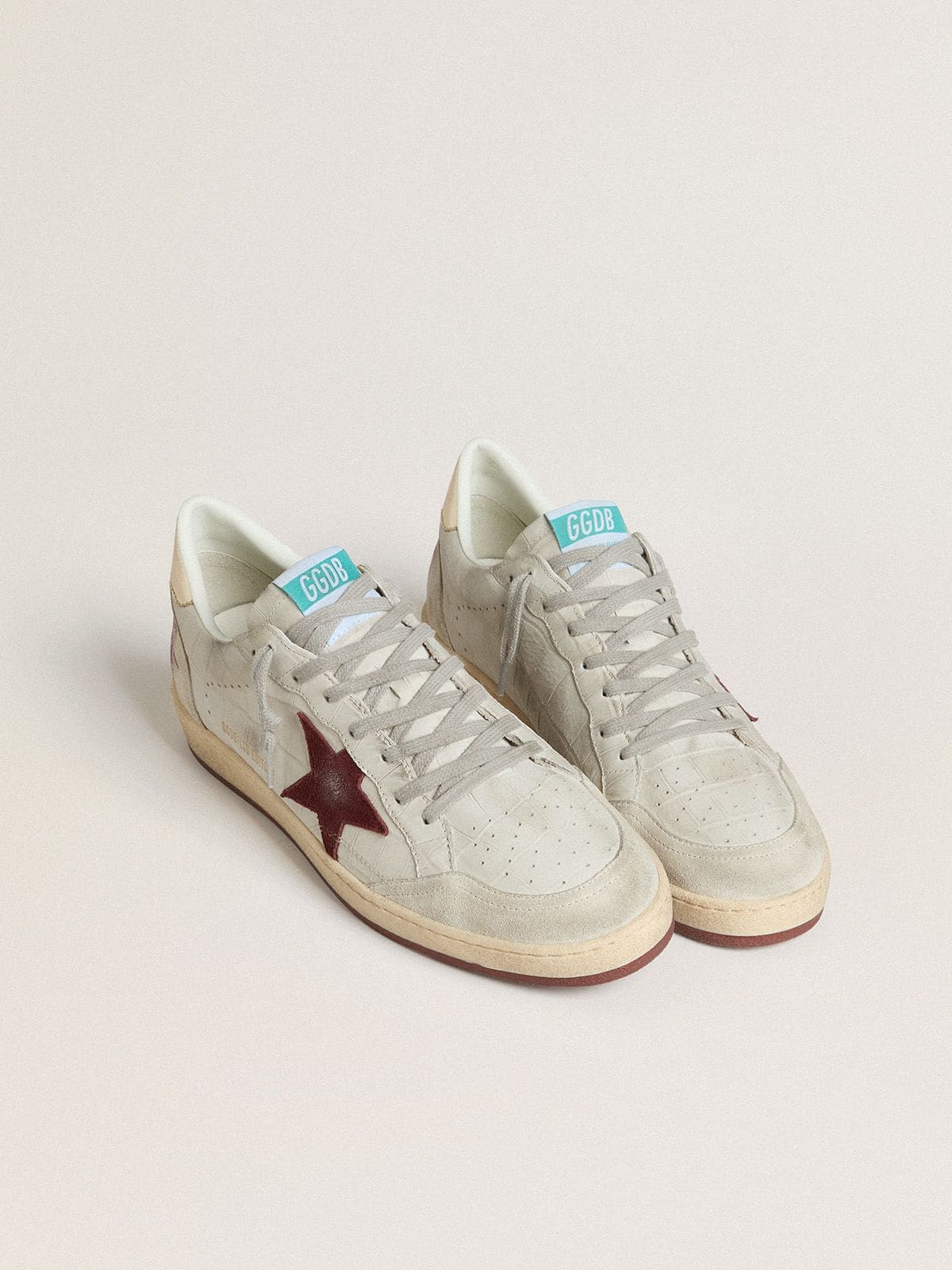 Men's Ball Star in crocodile-print nubuck with burgundy suede star