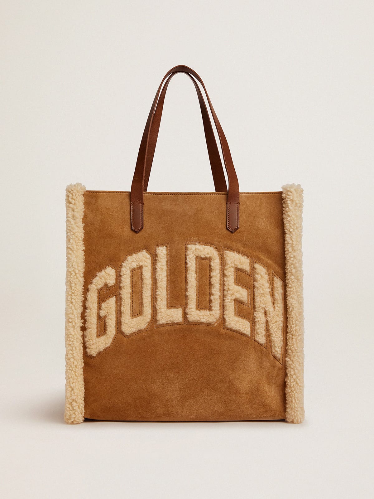 Borsa California Bag North-South in pelle scamosciata con shearling