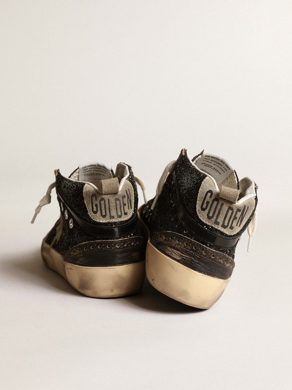 Mid Star in glitter neri con stella e talloncino in suede tortora