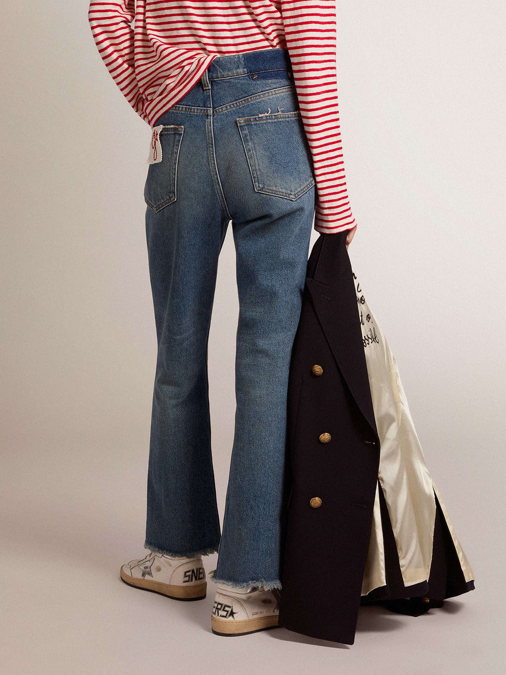 Jeans cropped flare Collezione Golden dal lavaggio medio
