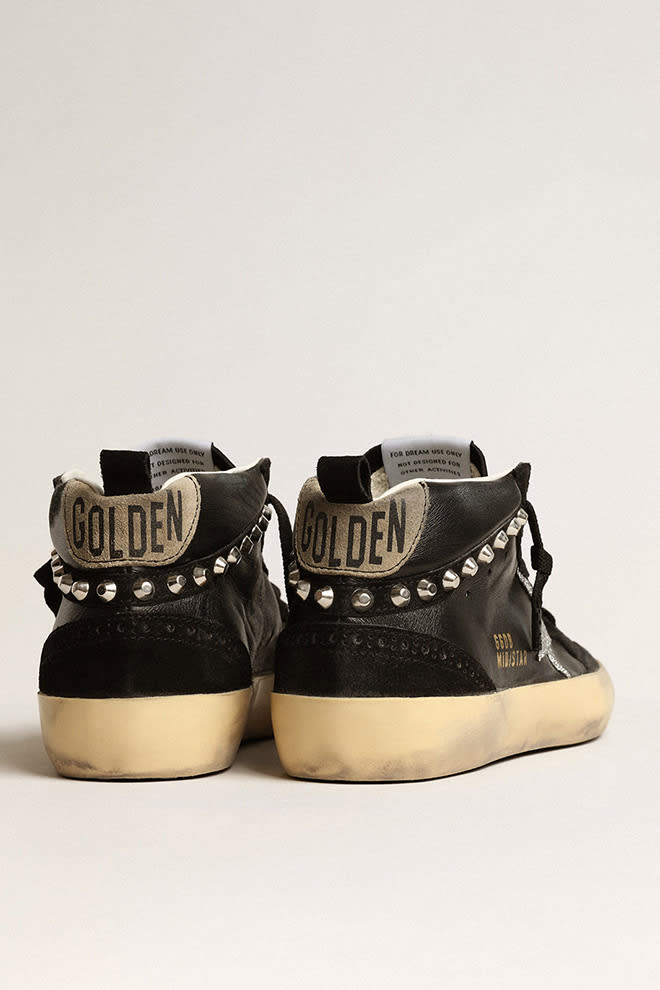 Mid Star in nappa e suede neri con stella in cristalli Swarovski