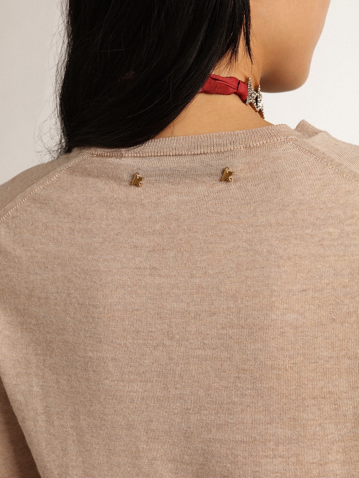 Maglioncino Collezione Golden in lana merino color marrone chiaro
