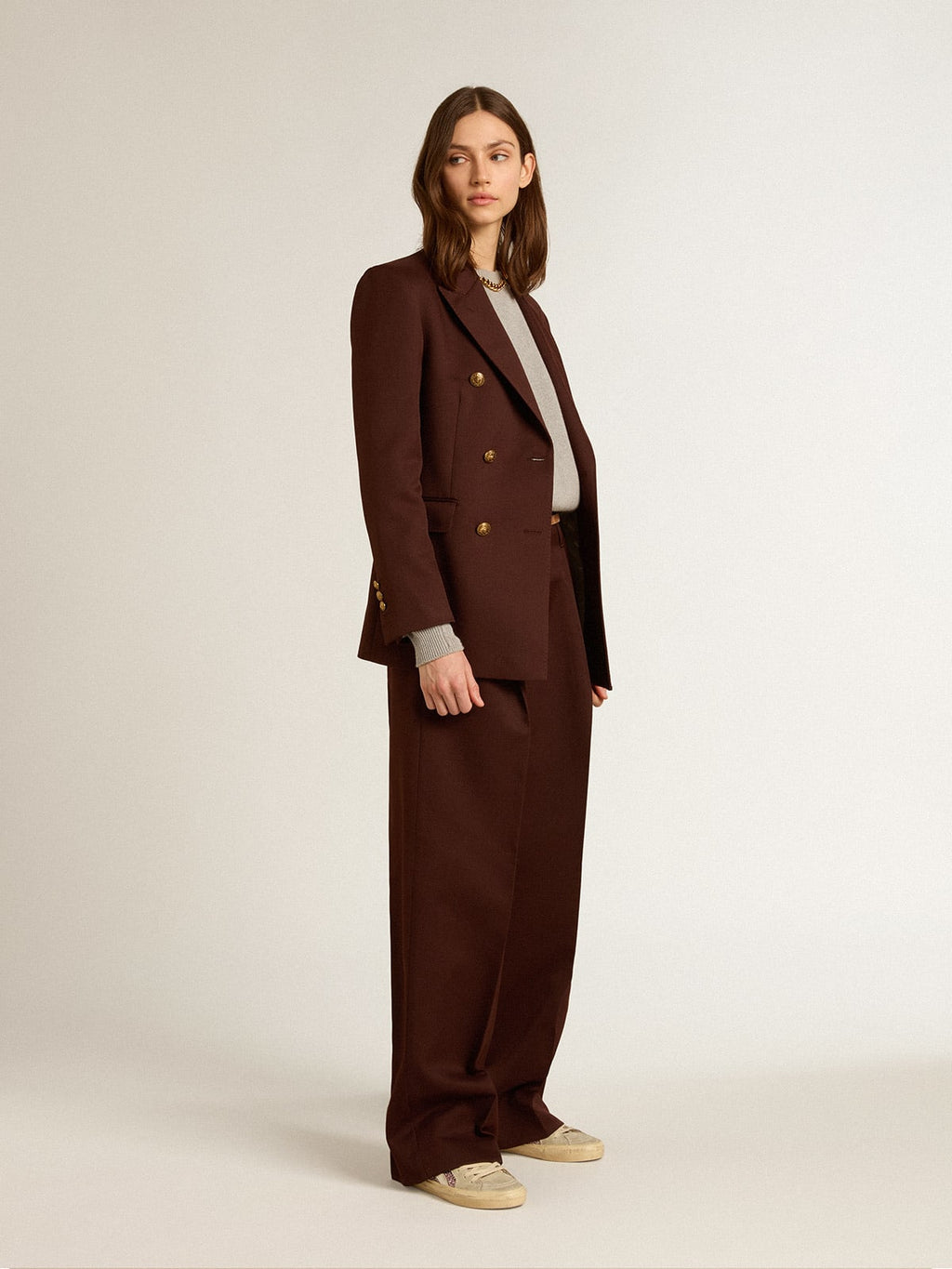 Pantalone Flavia Collezione Journey in gabardine di lana color chicory coffee
