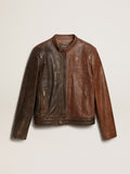 Giacca in nappa di colore marrone ispirazione biker