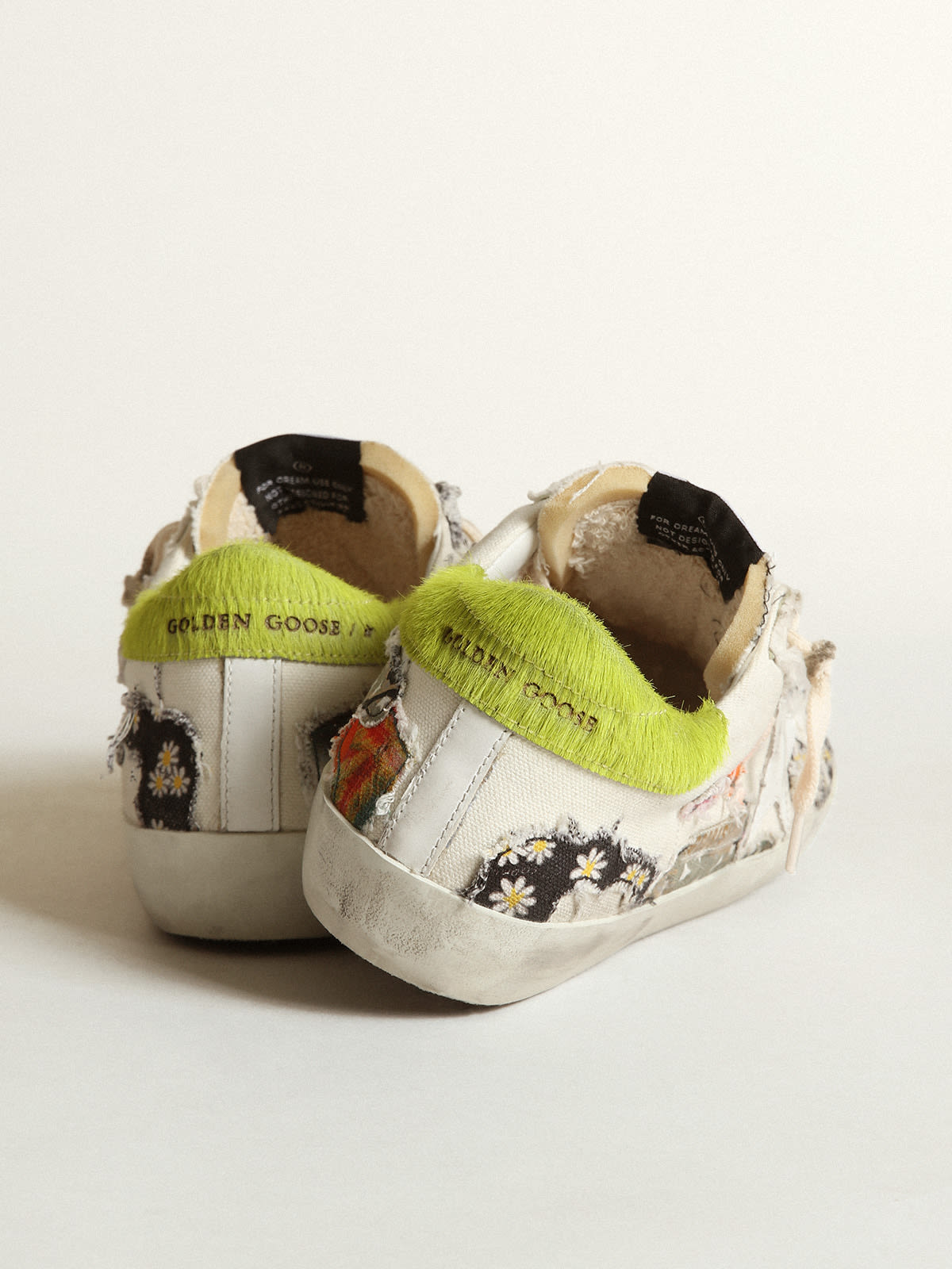 Super-Star LAB donna con stampe multicolori e stella in pelle bianca