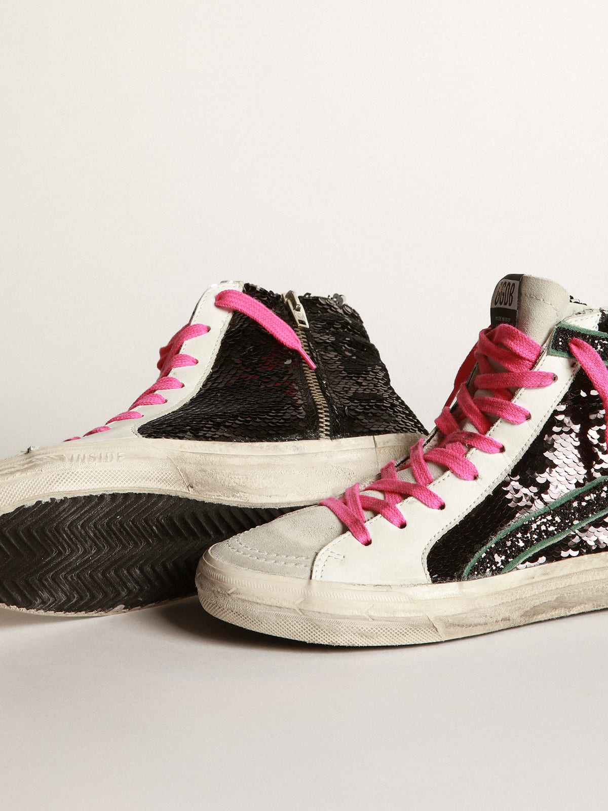 Sneakers Slide con paillettes nere