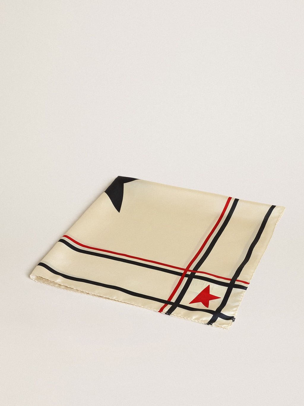 Foulard Collezione Golden di colore bianco con righe e stelle colorate a contrasto