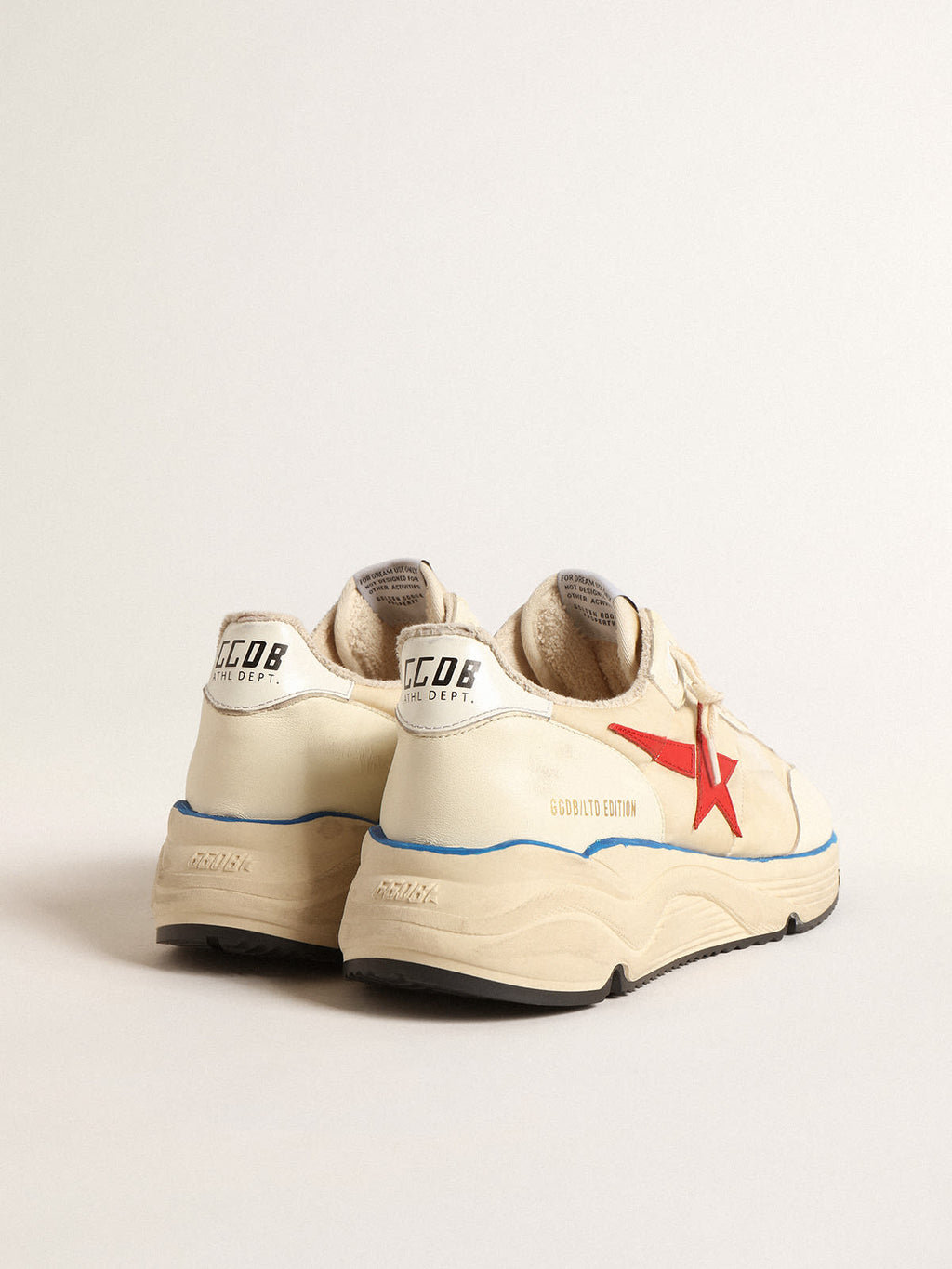 Running Sole Uomo LTD in nylon beige con stella in pelle rossa