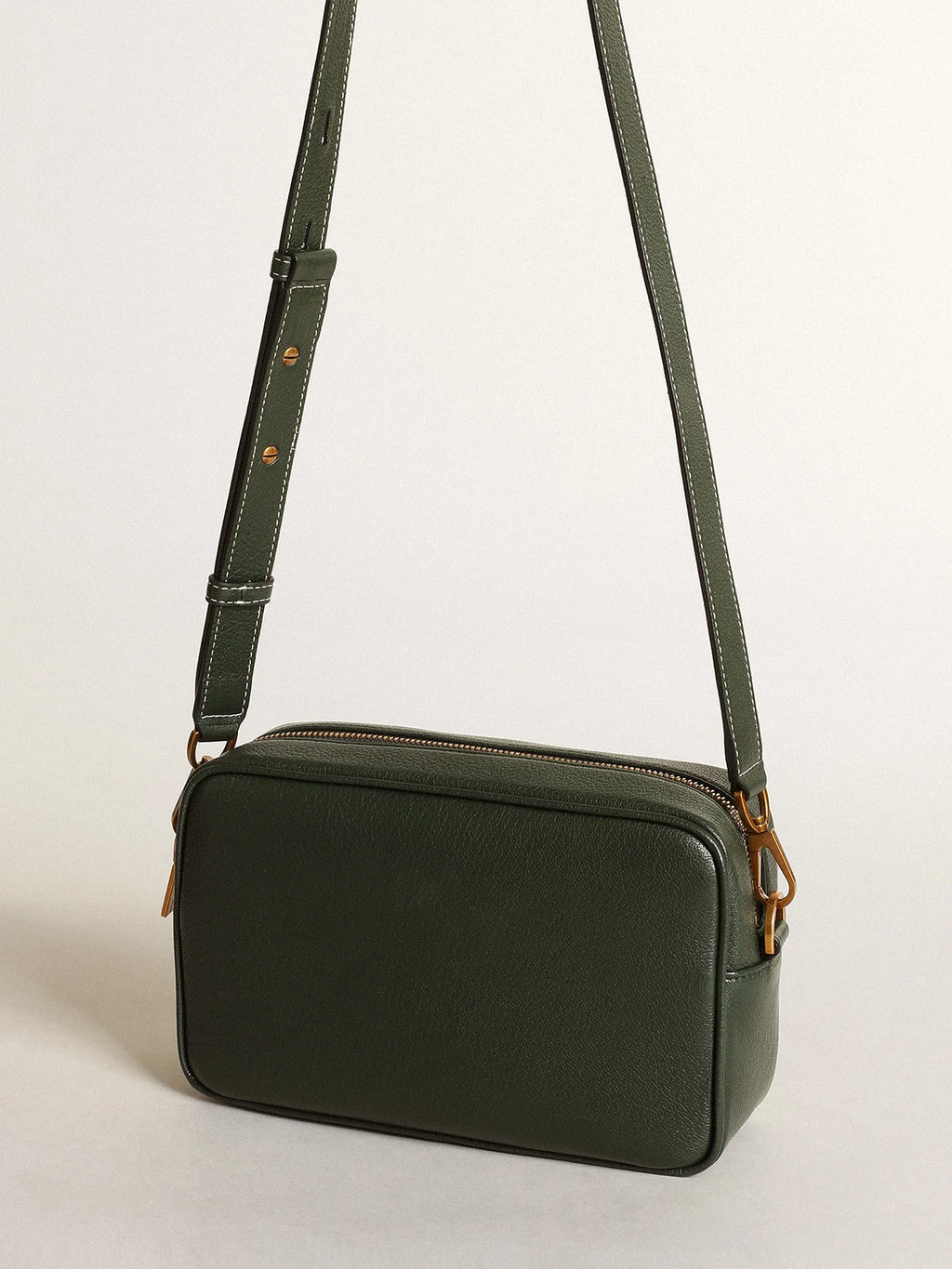 Borsa Star Bag in pelle color verde scuro con stella ton sur ton