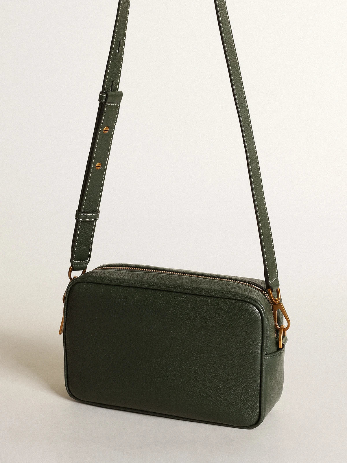 Borsa Star Bag in pelle color verde scuro con stella ton sur ton