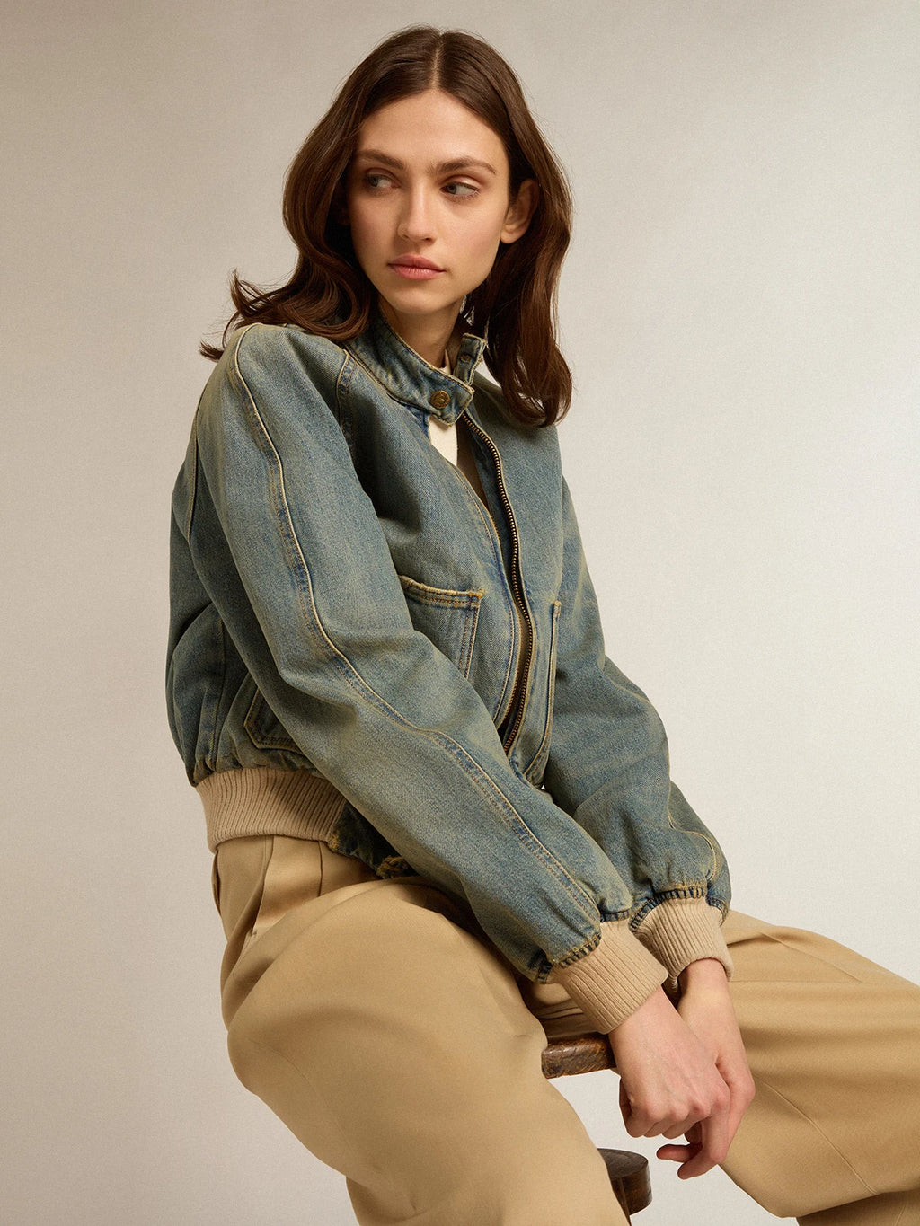 Giacca bomber da donna in denim