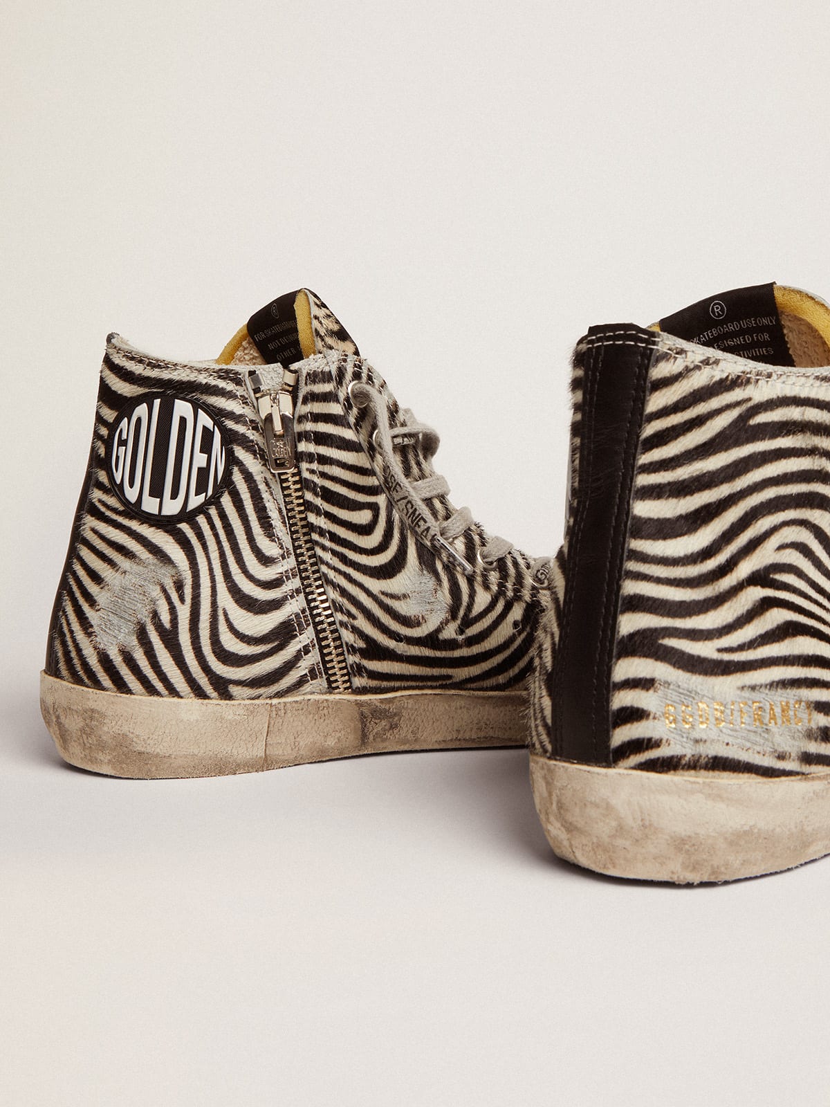Sneaker Francy Penstar LTD in cavallino zebrato con stella in suede color tabacco e talloncino in pelle nera
