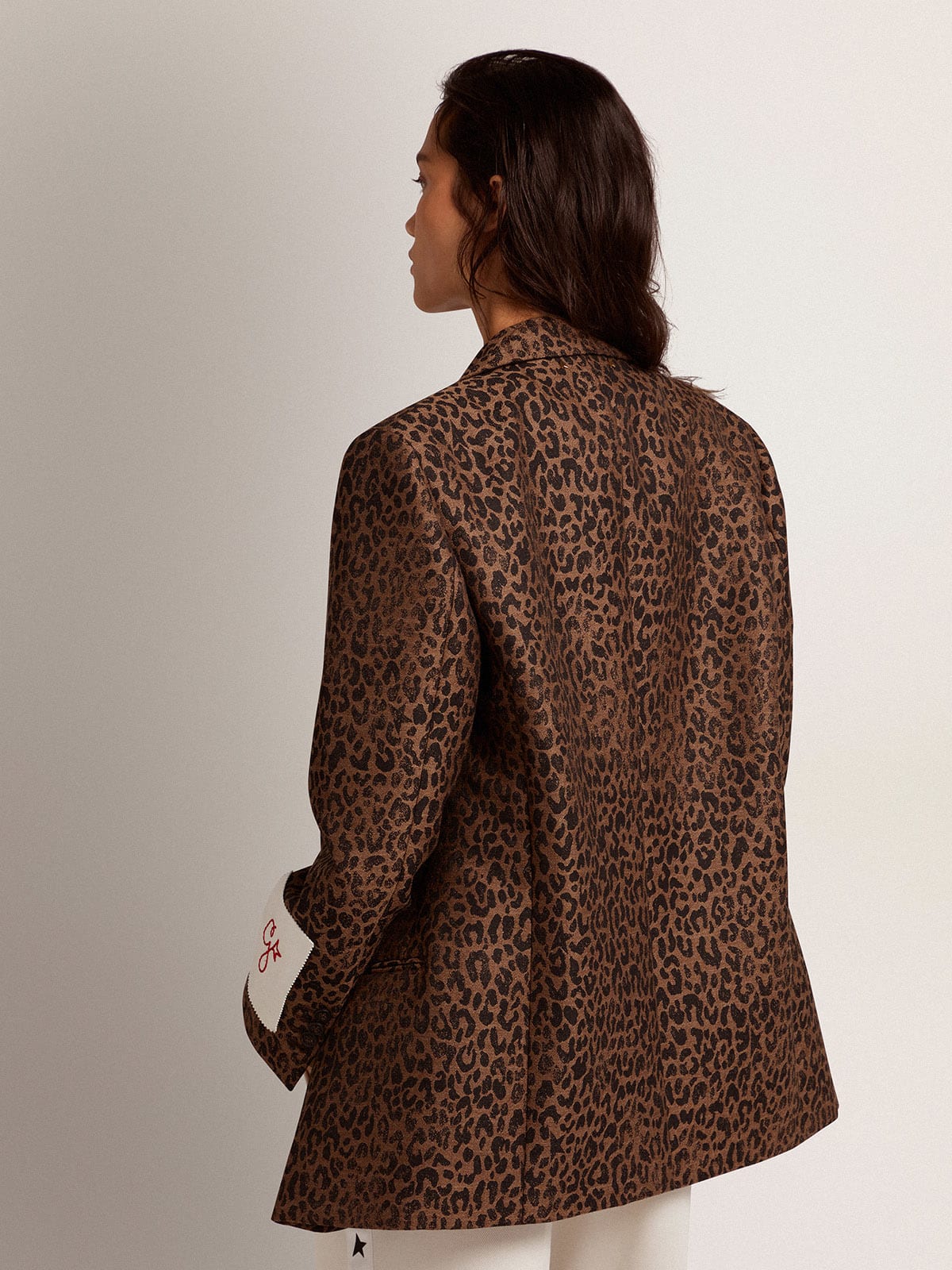 Blazer monopetto Tom Boy Collezione Golden in lana con motivo animalier jacquard