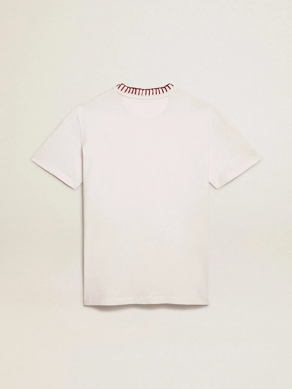 T-shirt in cotone color bianco con ricamo a mano