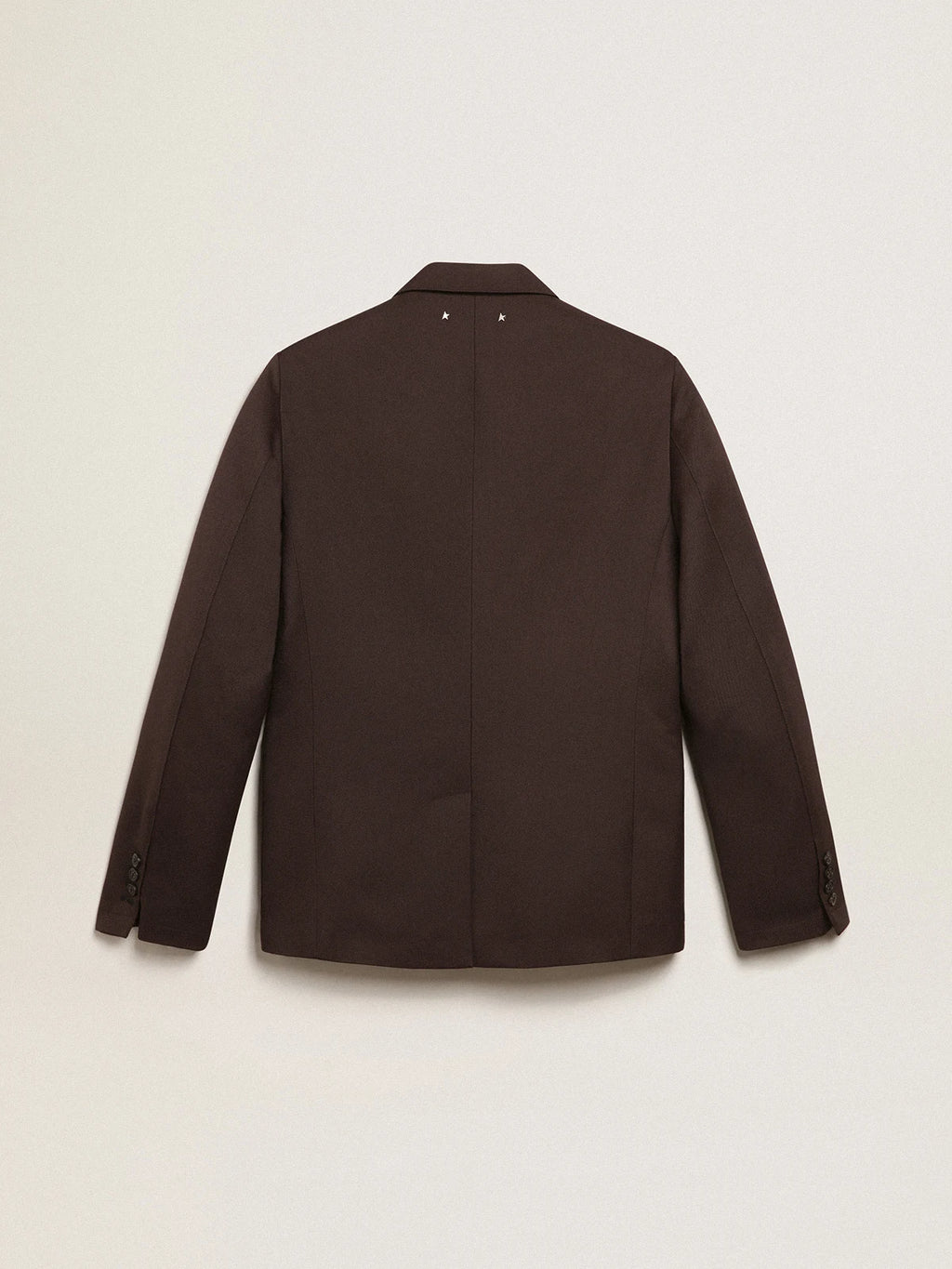Blazer monopetto Collezione Journey in gabardine di lana color liquirizia con bottoni in corno