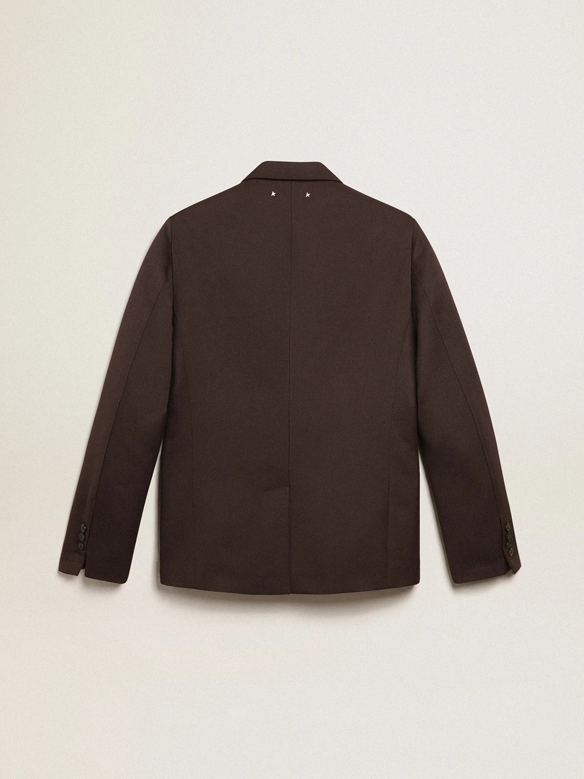 Blazer monopetto Collezione Journey in gabardine di lana color liquirizia con bottoni in corno