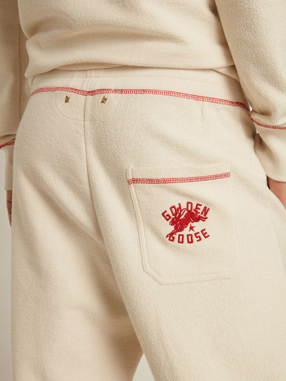 Pantalone jogging Uomo color bianco heritage con logo CNY