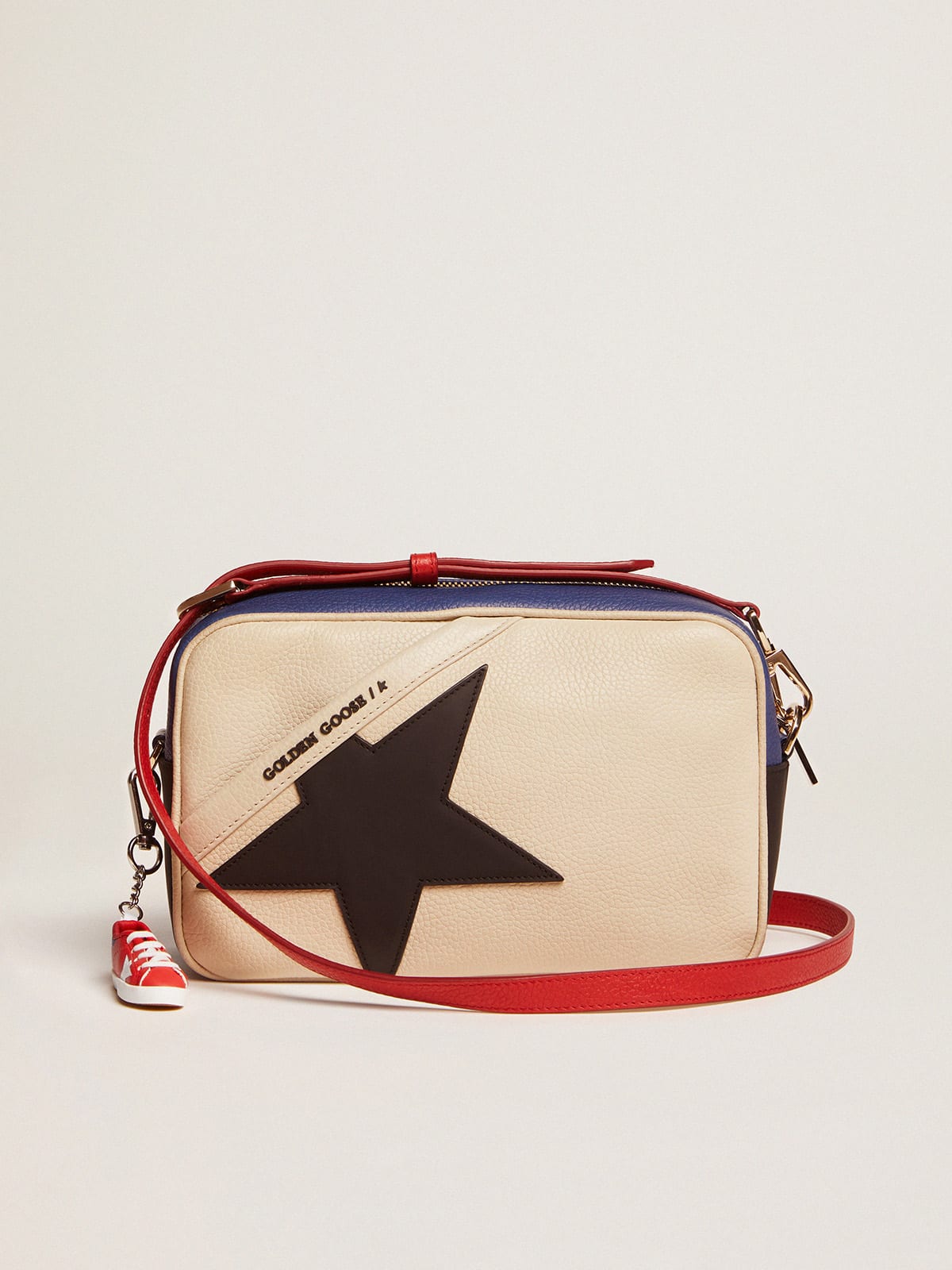 Borsa Star Bag in pelle granata con stella nera