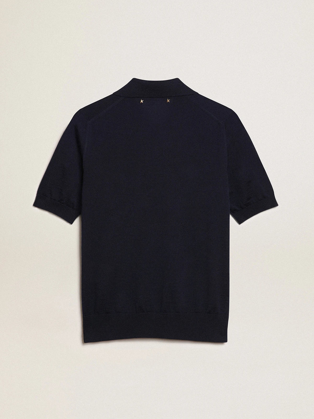 Polo da donna in lana merino di colore blu navy