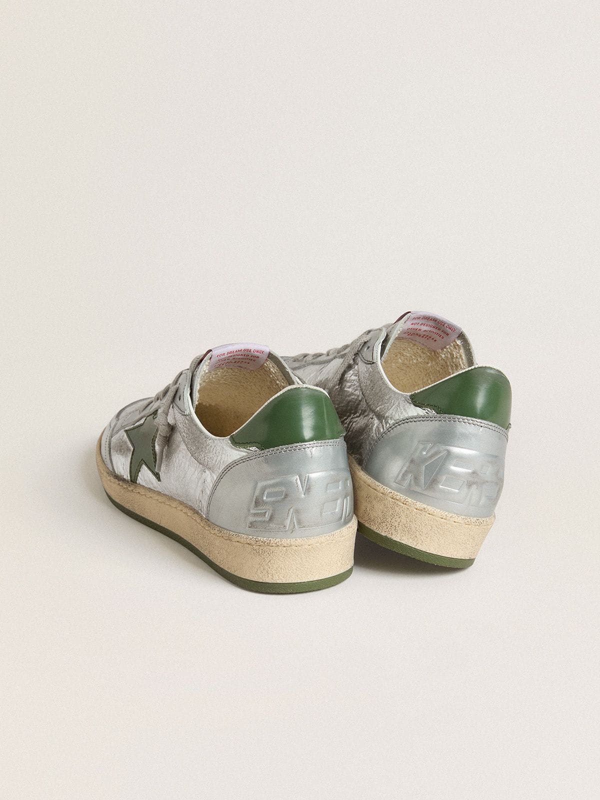 Men's Ball Star in silver nylon with green leather star and heel tab