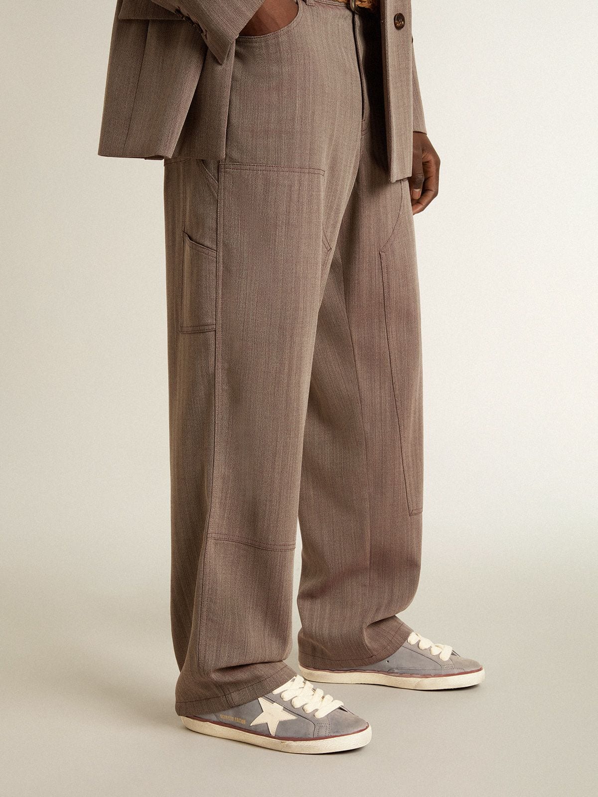 Super-Star LTD in light blue nubuck leather with white leather star and brown leather heel tab