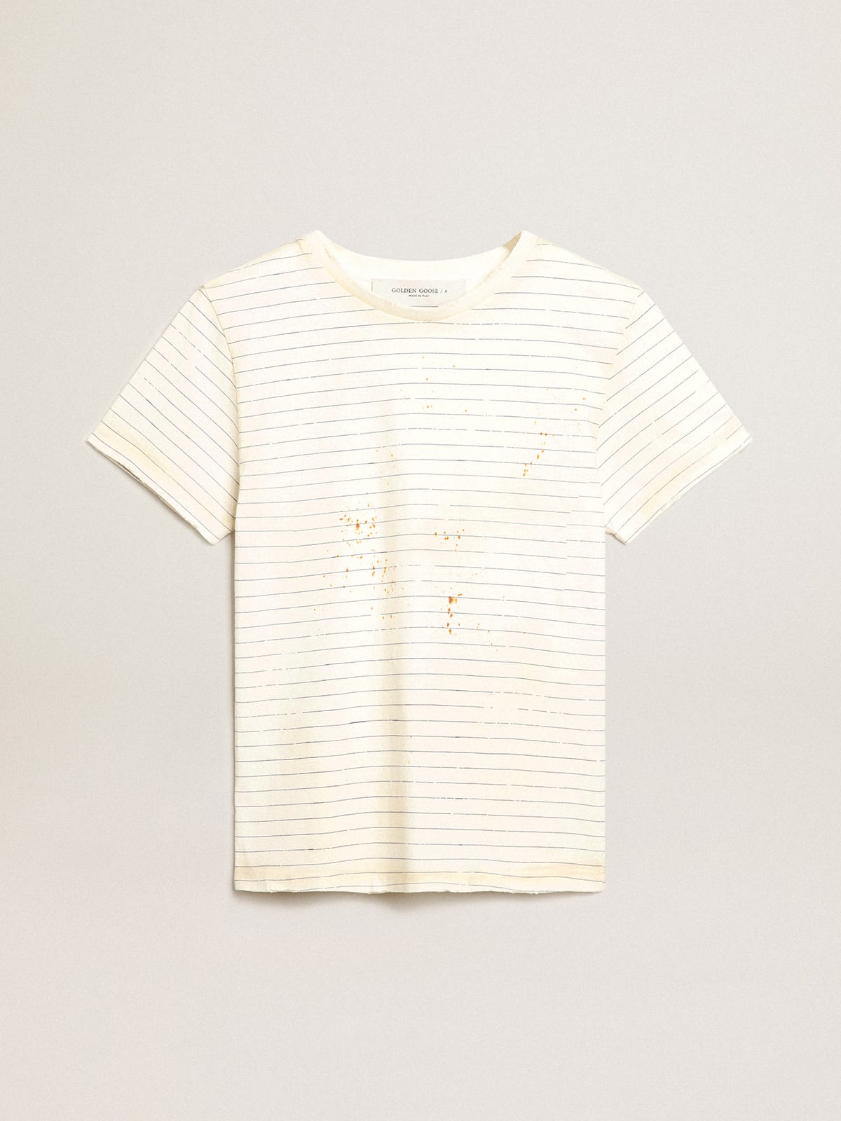 T-shirt di colore bianco effetto notebook antico