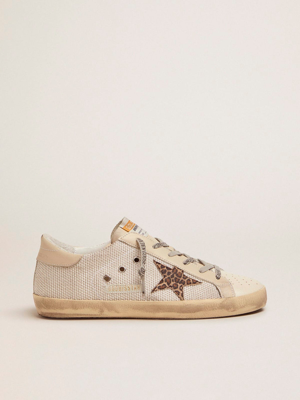 Sneakers Super-Star in mesh con stella leopardata