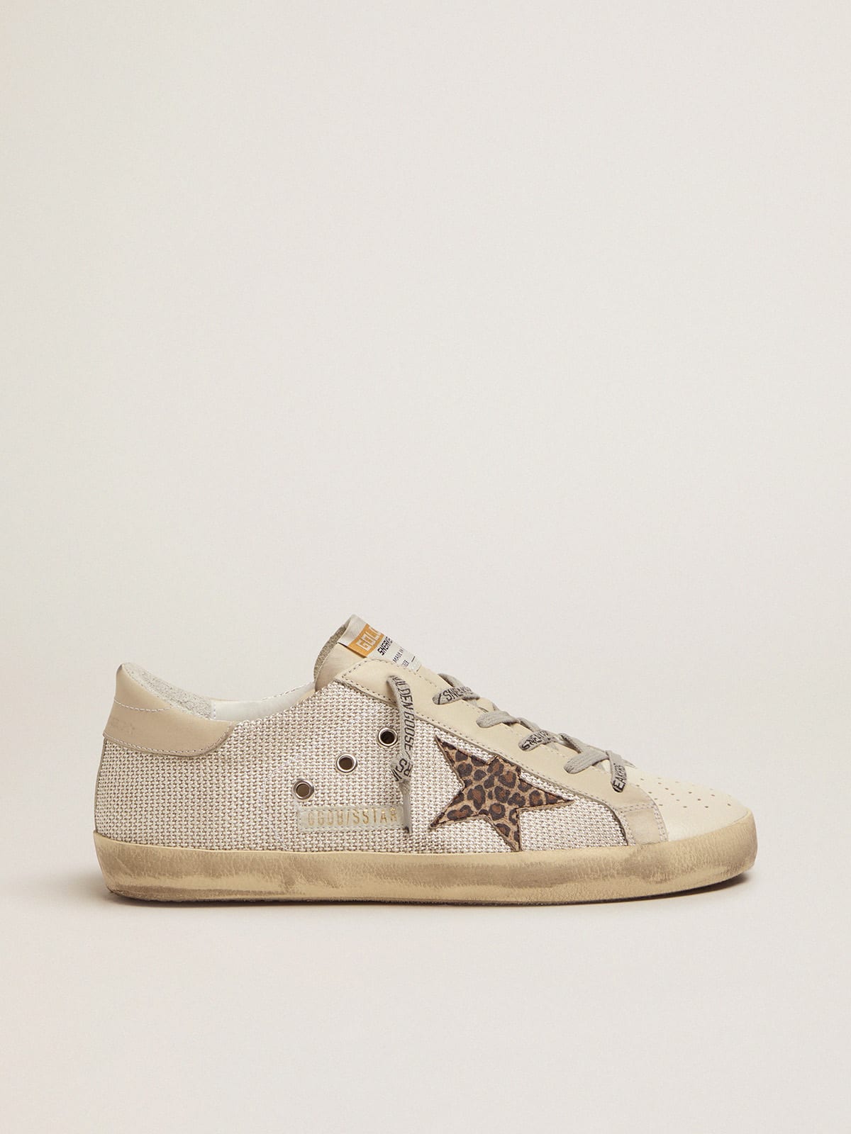 Sneakers Super-Star in mesh con stella leopardata