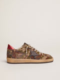 Sneaker Ball Star in tessuto ripstop camouflage con stella in pelle blu notte e talloncino in pelle laminata rossa