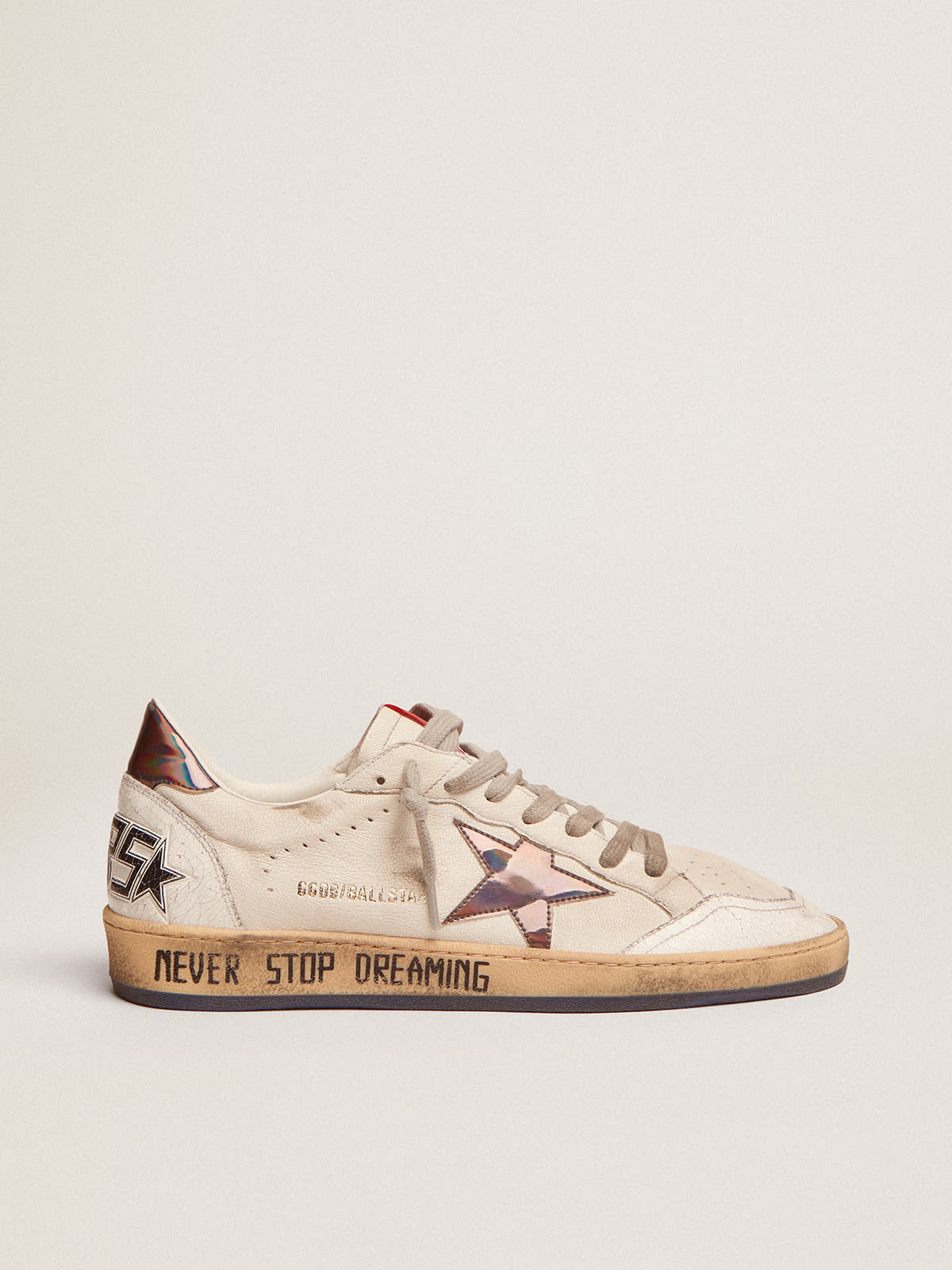 Ball Star in nappa con inserti olografici e scritta sulla suola