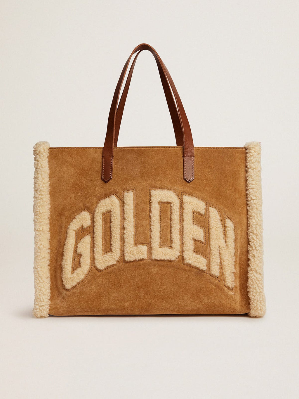 Borsa California Bag East-West in pelle scamosciata con shearling