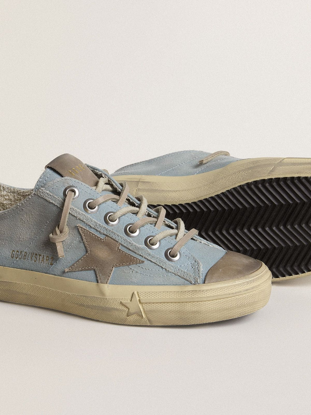 Women's V-Star in light blue canvas with dove-gray leather star