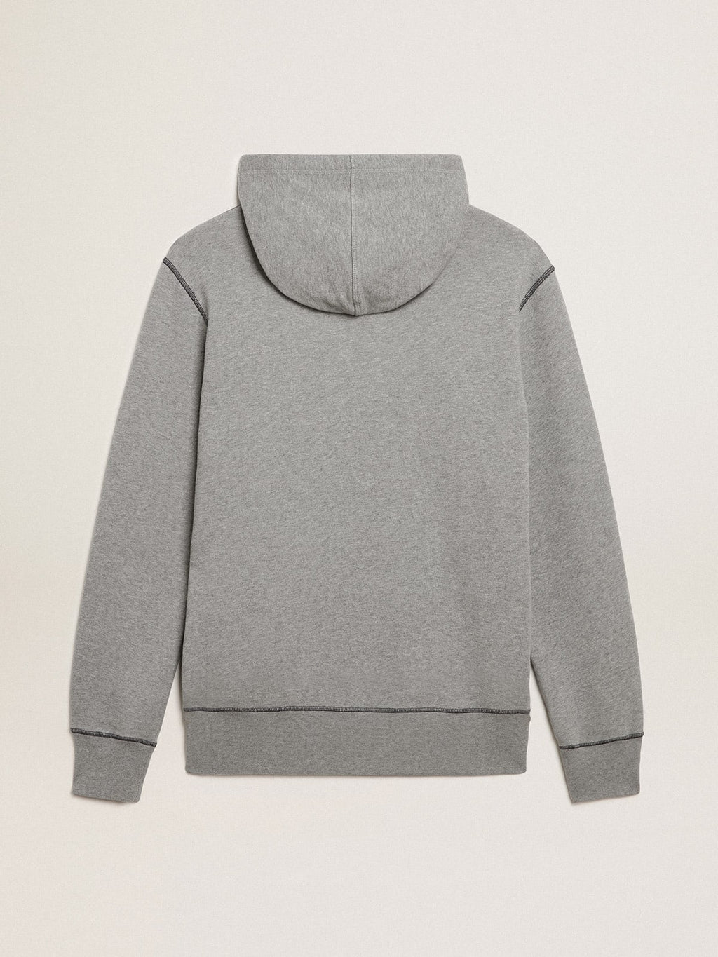 Felpa in cotone color grigio melange con cappuccio