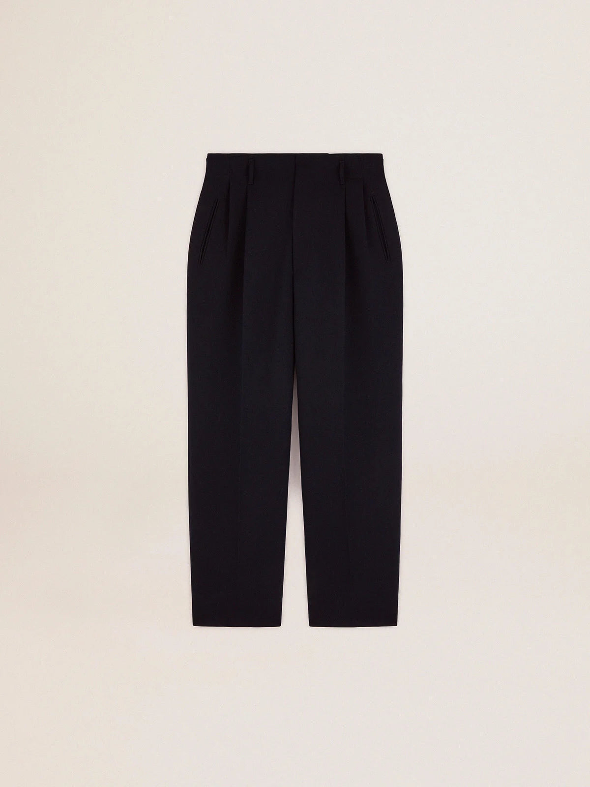 Pantalone dalla gamba ampia Collezione Golden in lana blu scuro
