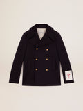 Peacoat da uomo blu scuro con bottoni araldici dorati