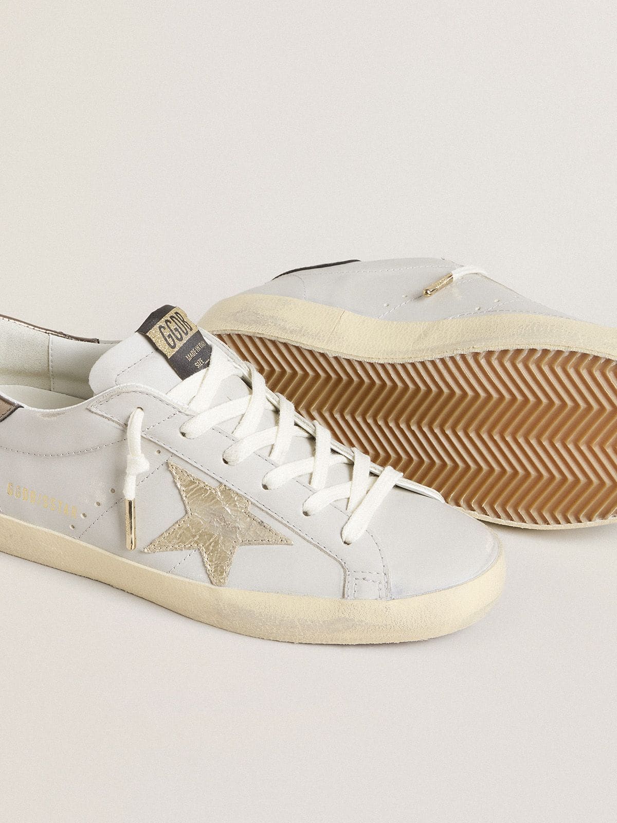 Super-Star with crackle leather star and metallic foiled leather heel tab