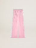 Pantalone jogging da donna di colore rosa con stelle rosa sui lati