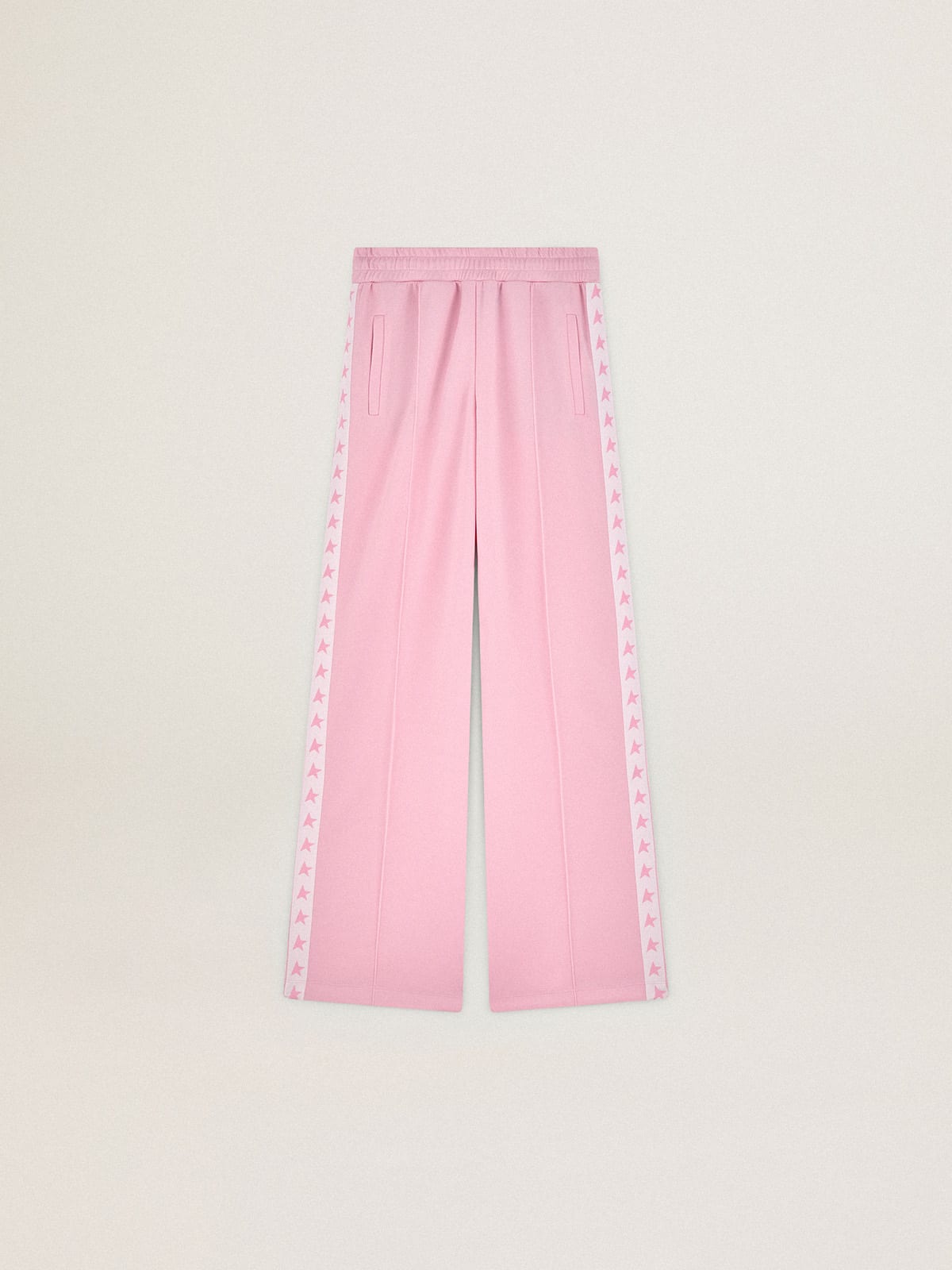 Pantalone jogging da donna di colore rosa con stelle rosa sui lati