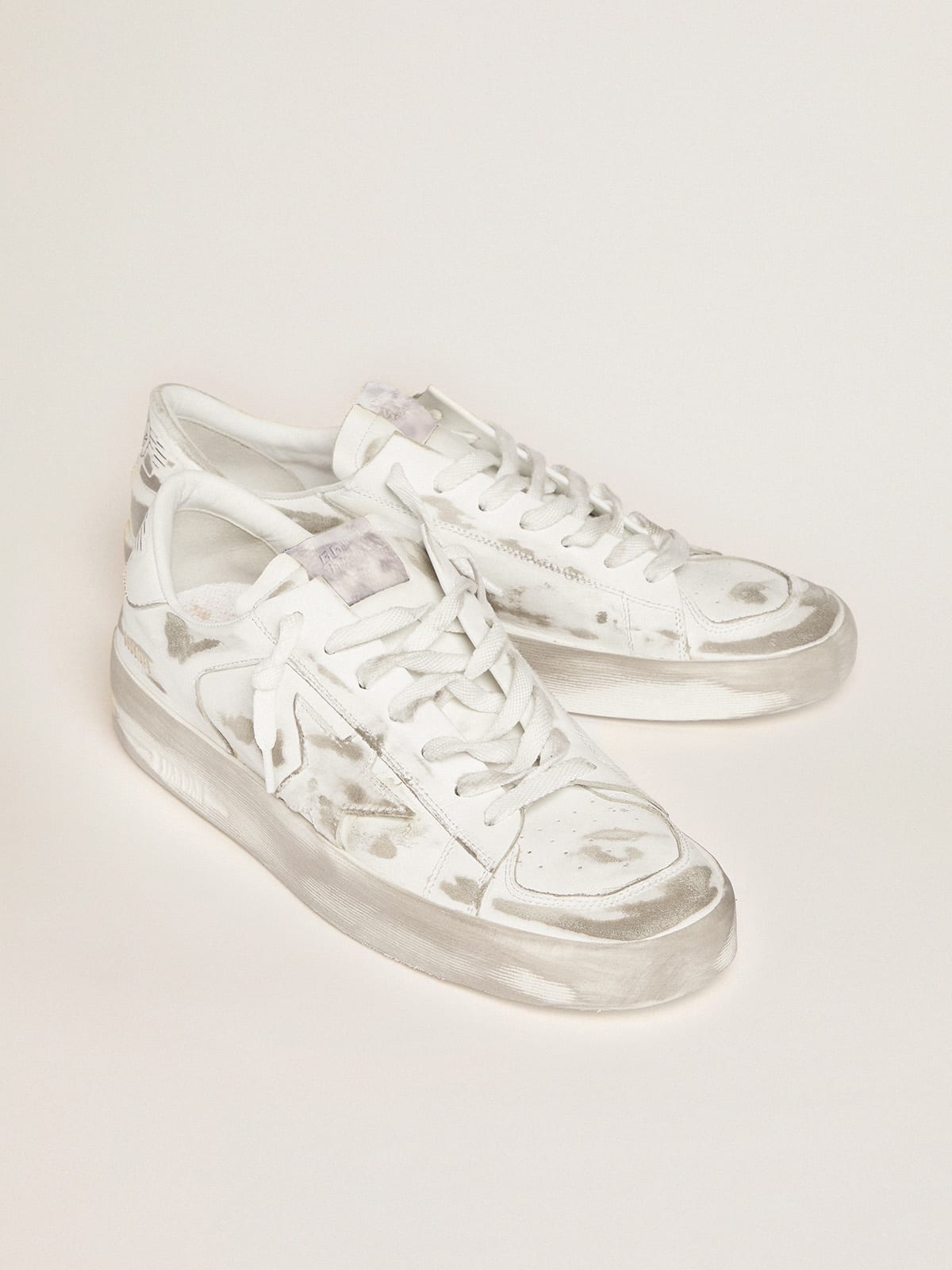Sneakers Stardan bianche in pelle trattamento lived-in