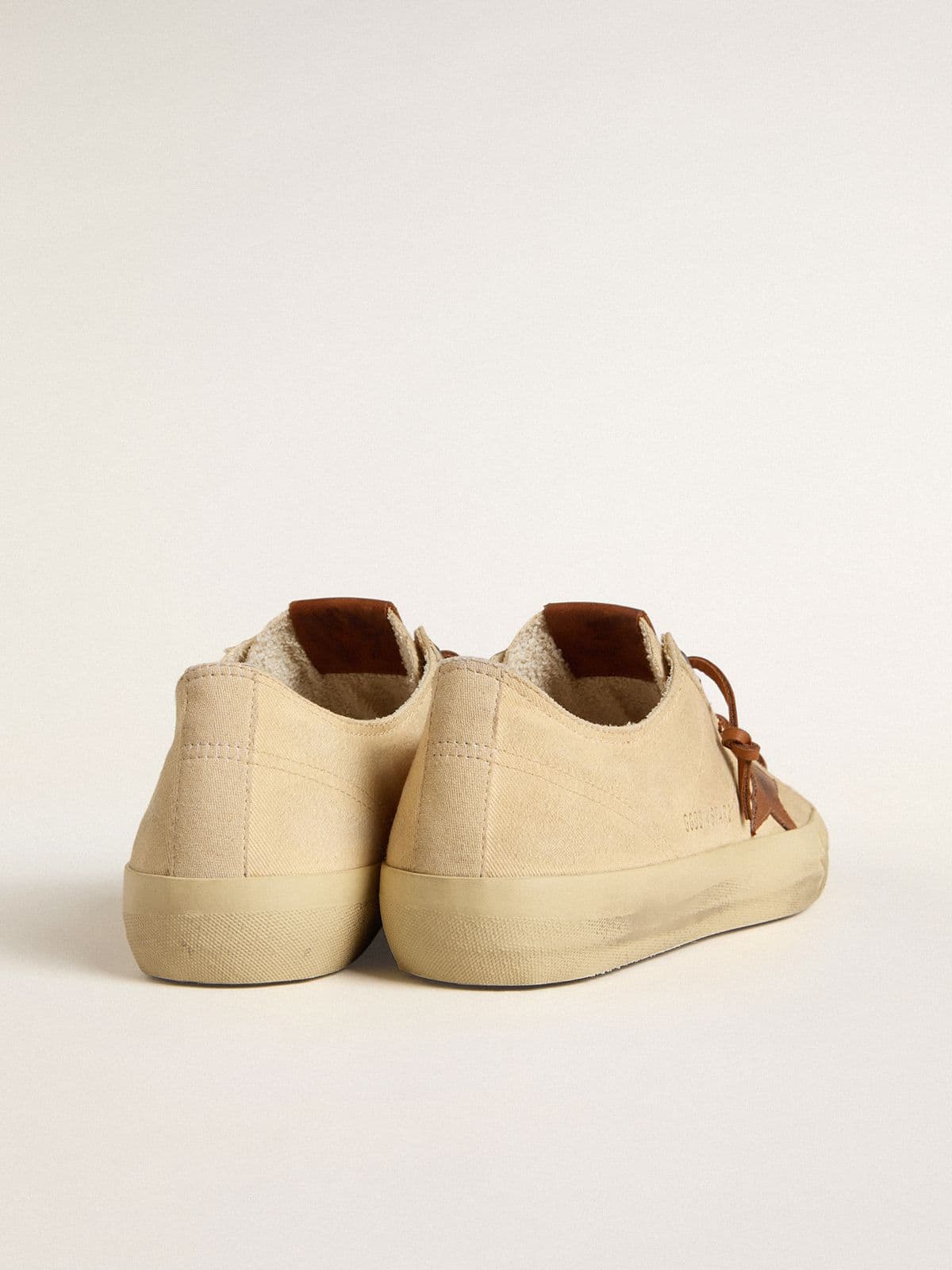Men's V-Star in cream canvas with tobacco leather star