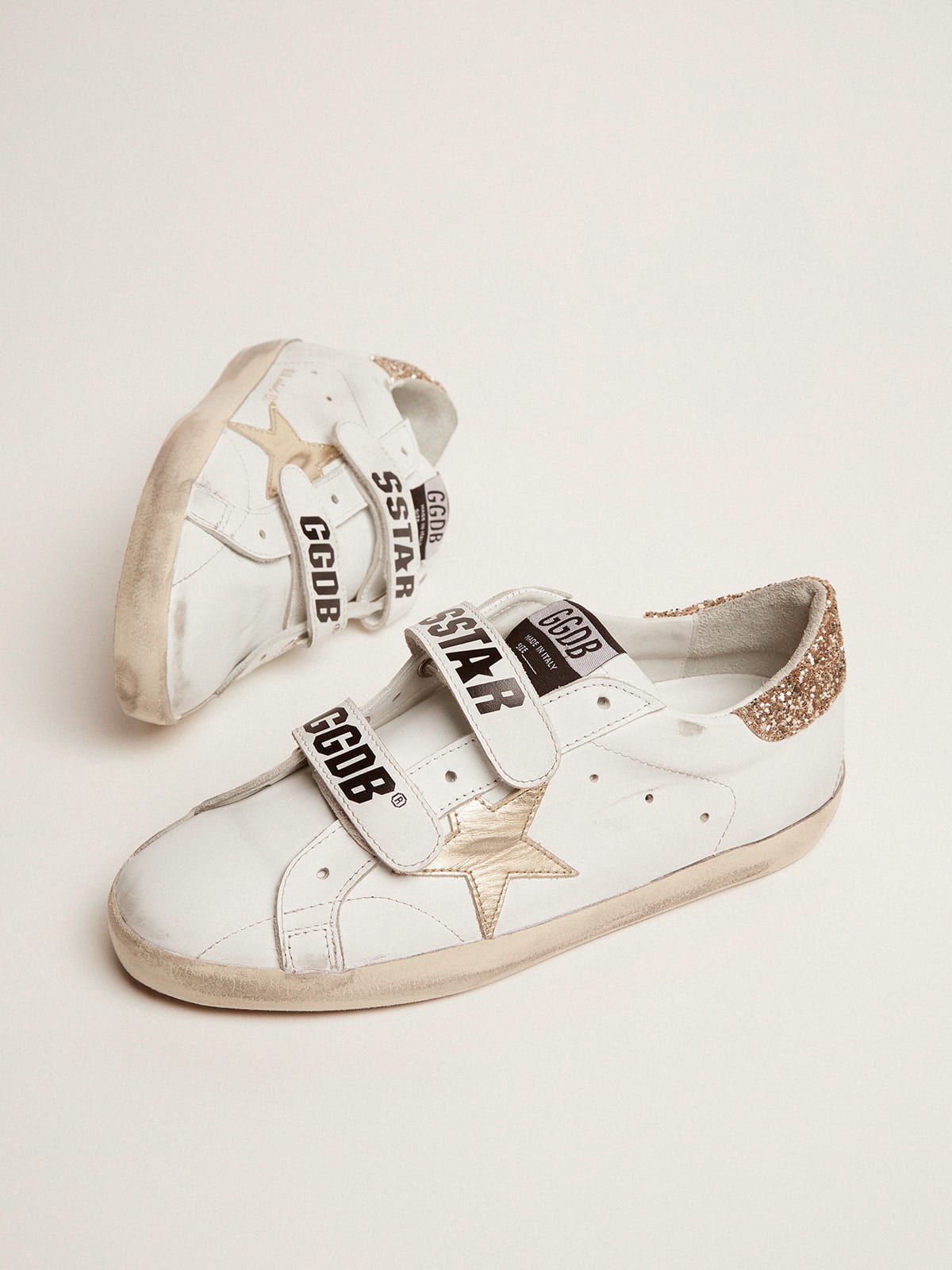 Old School con stella dorata in pelle laminata