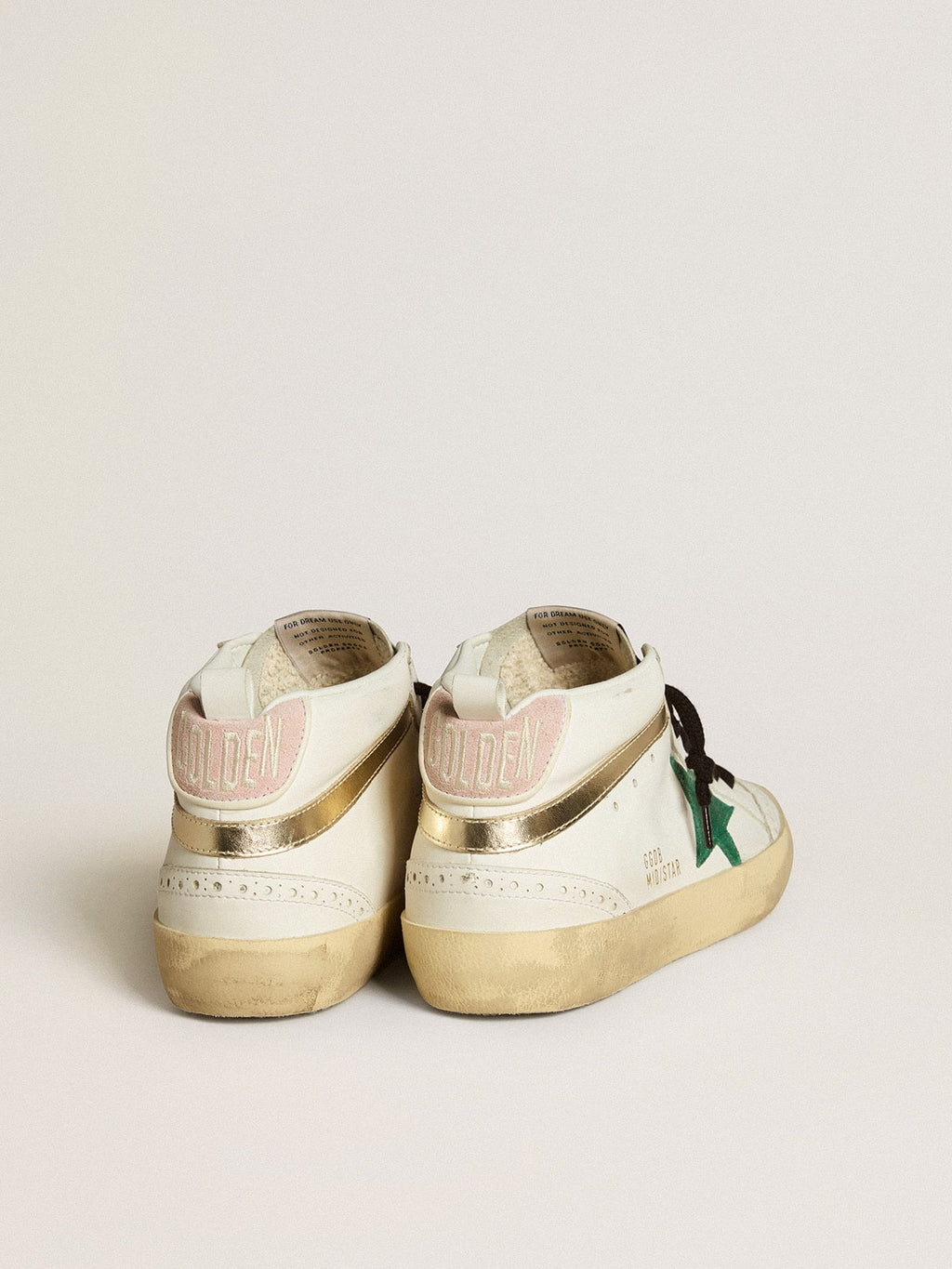 Women's Bio-based Mid Star with green suede star and pink suede heel tab