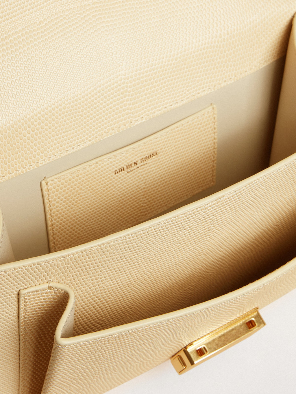Venezia Bag in beige python-print leather with gold details