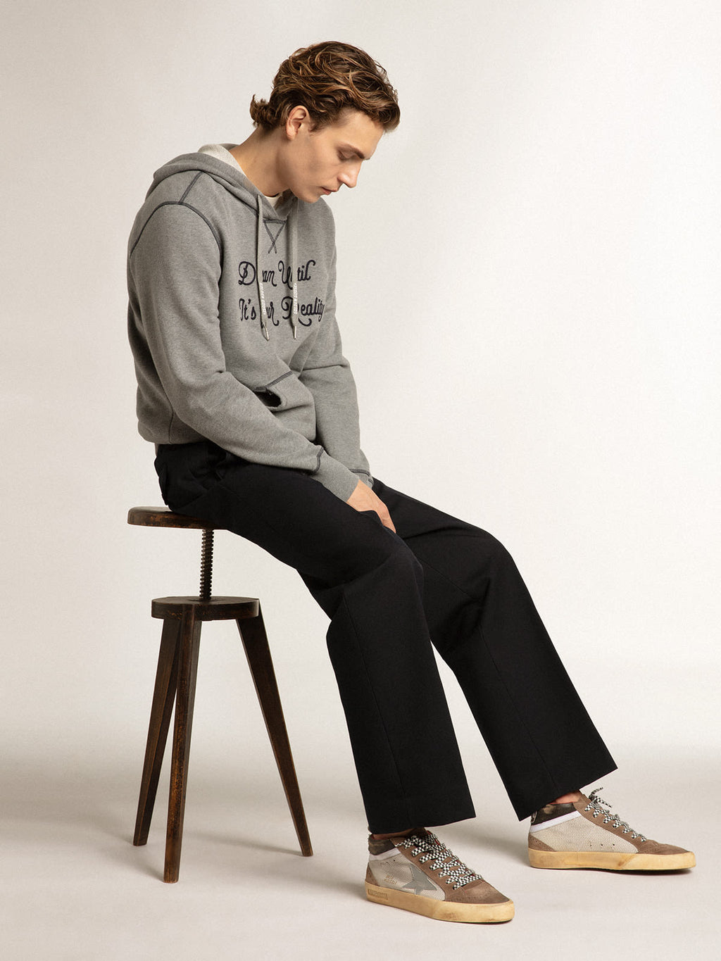 Mid Star in rete e suede con stella in pelle argento