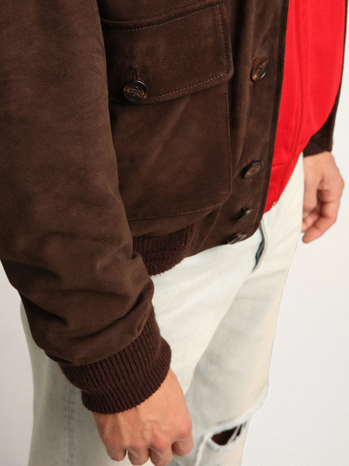 Giacca valstar Collezione Golden in suede di colore marrone scuro
