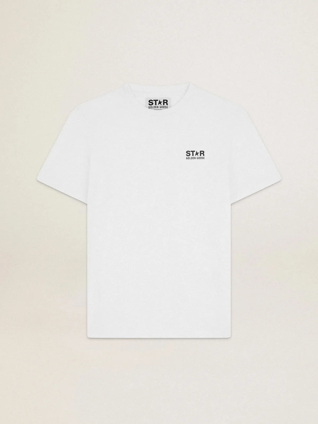 T-shirt bianca Collezione Star con logo e stella neri a contrasto