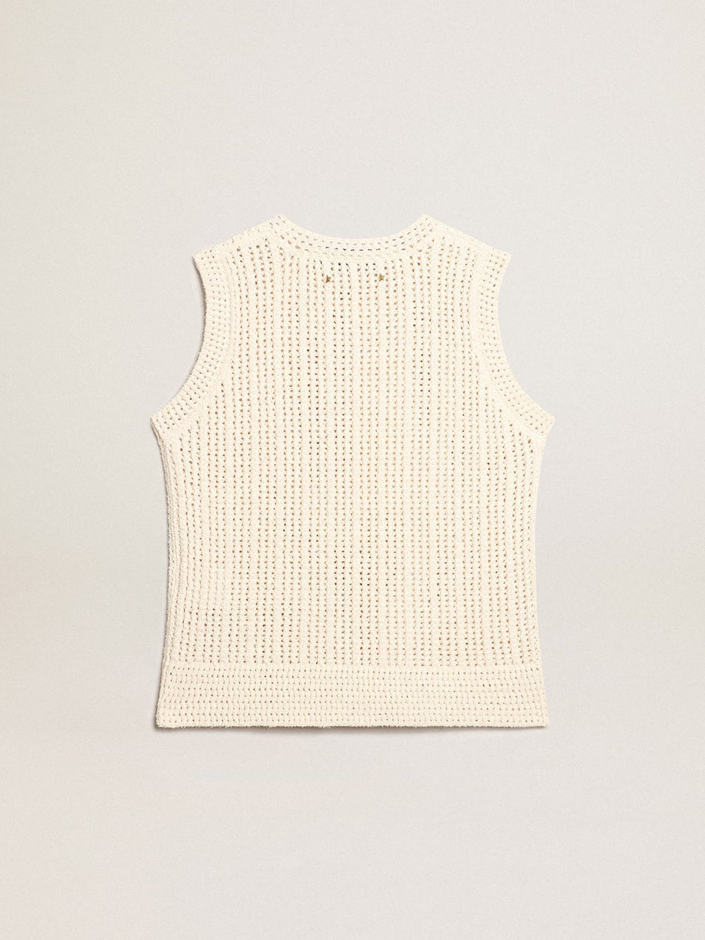 Top senza maniche in maglia di color papiro