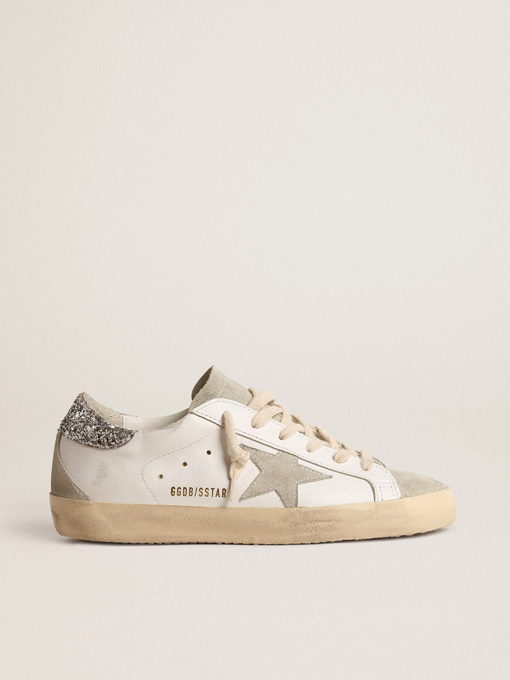 Super-Star con stella grigia e talloncino in glitter argento