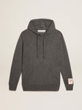 Felpa uomo misto cashmere color grigio melange con cappuccio